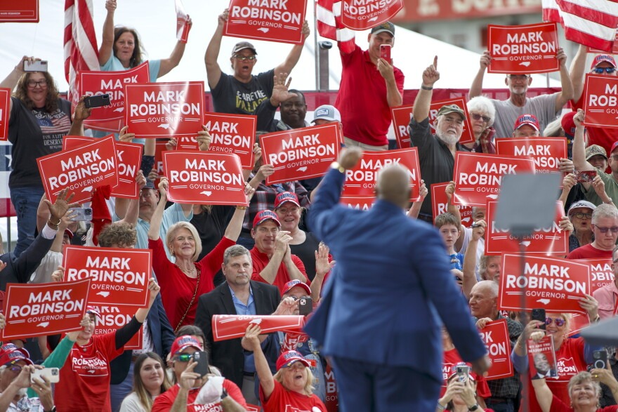 Mark Robinson at a gubernatorial campaign rally
